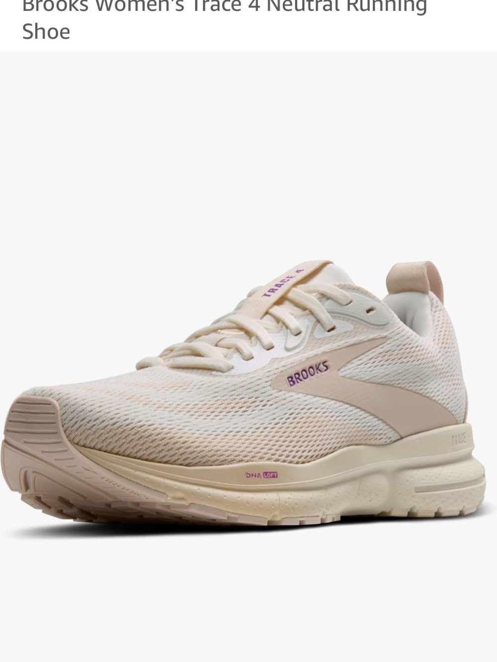 Brooks Trace 4 Women's Running Shoe - Cream with Pale Pink Accent
